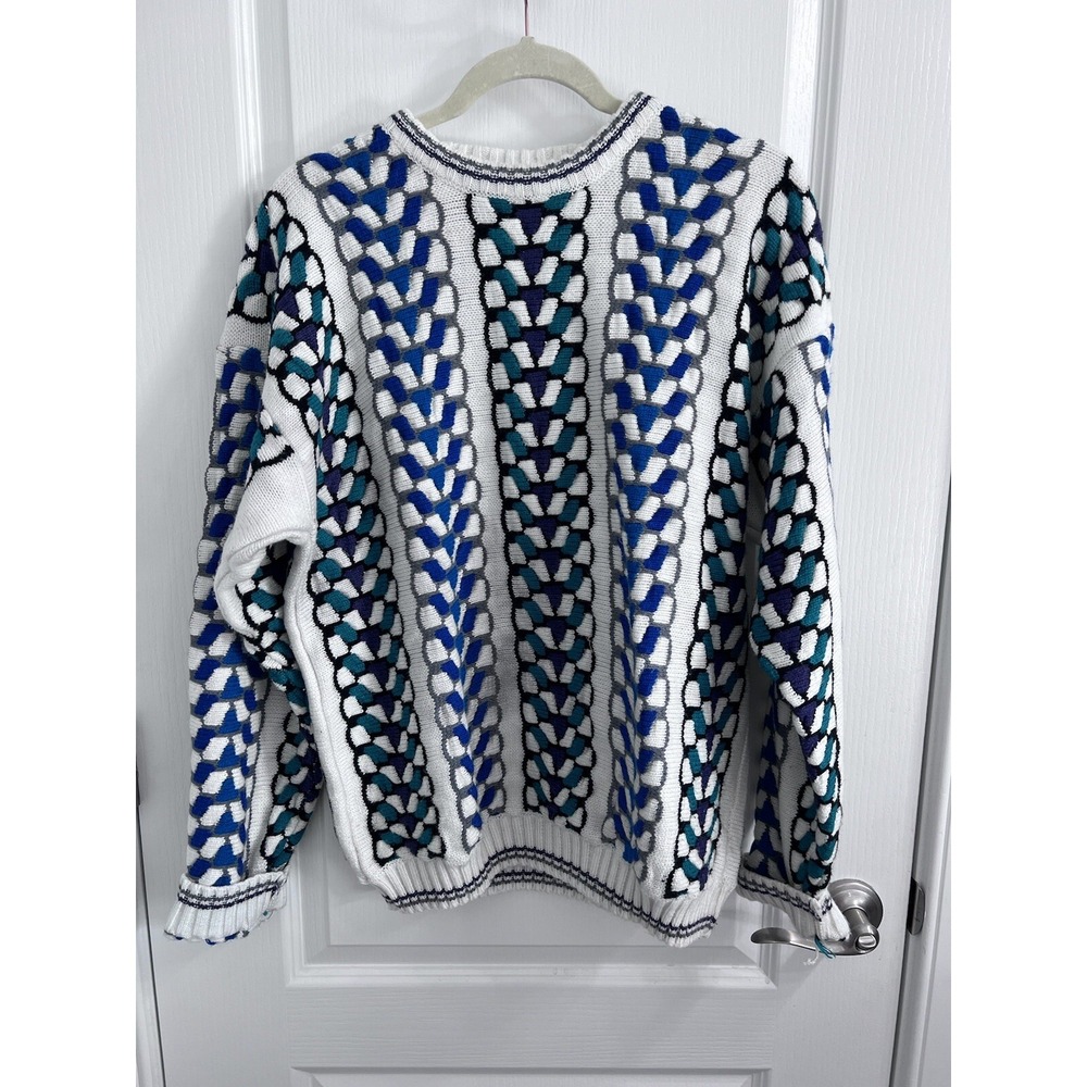 Concrete Mix Men's Cable Knit Sweater Colorful Multi Size M Vintage